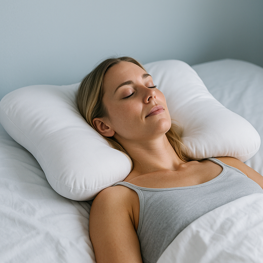 Chiropractor-recommended cervical pillow with butterfly shape for neck pain relief and spinal alignment