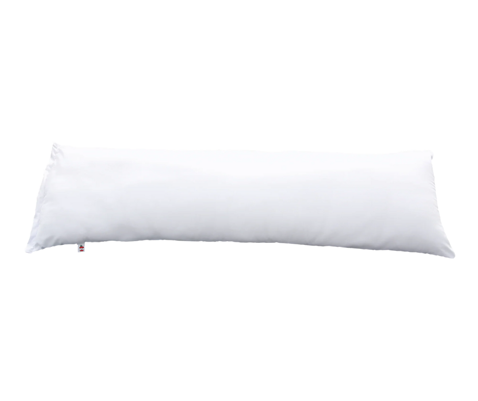 Full-length body pillow with smooth white cover