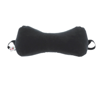 Bone-shaped neck support pillow with adjustable strap shown on a clean white background