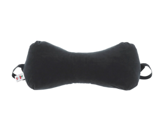 Bone-shaped neck support pillow with adjustable strap shown on a clean white background