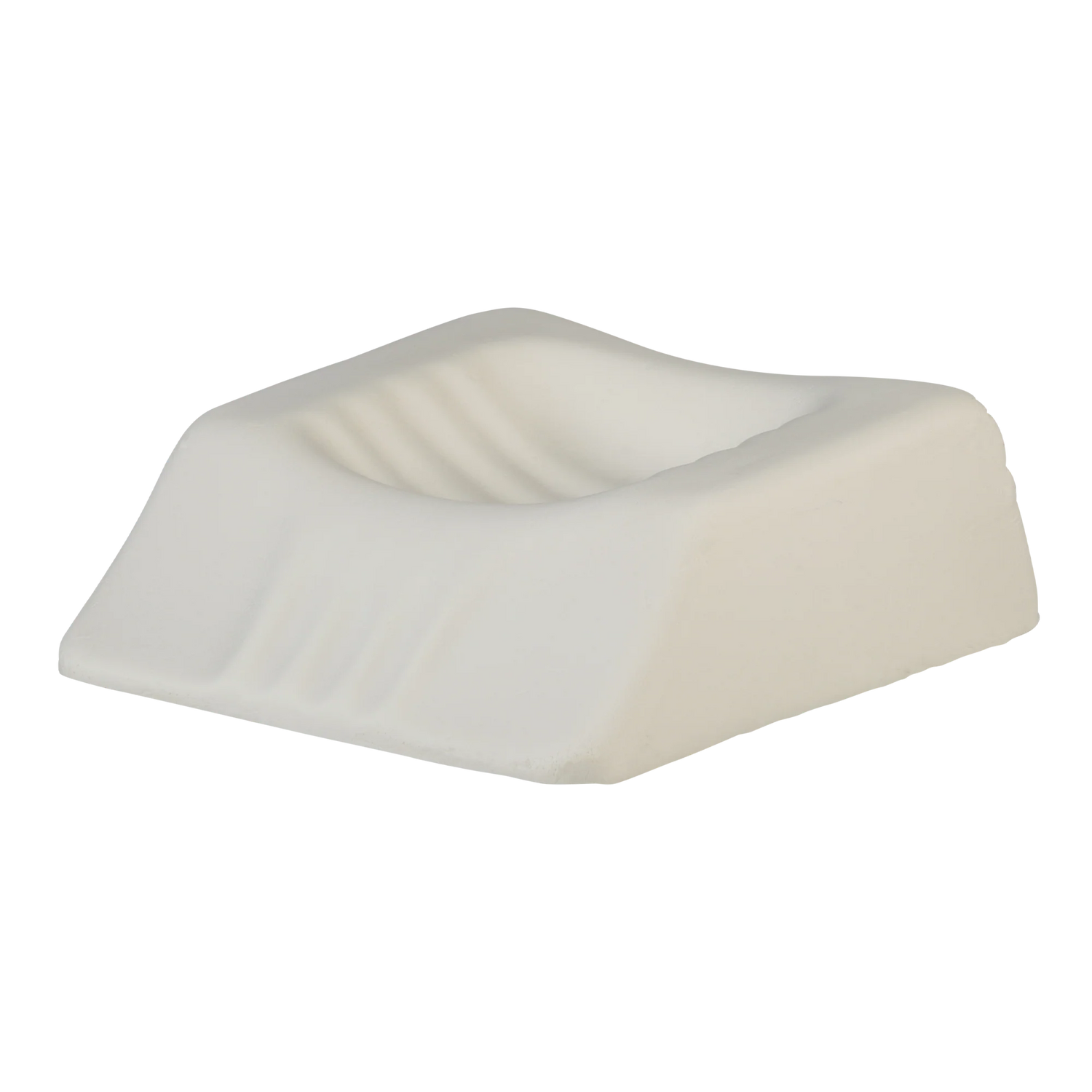 Molded ergonomic foam core of orthopedic travel pillow for neck pain relief, showing contoured design for cervical support
